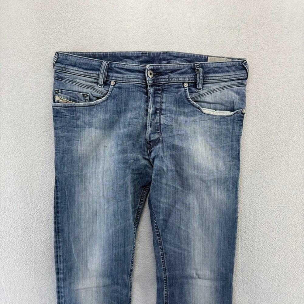 Diesel Jeans Men's 31 Fits 33x32 Iakop Slim Tapered Dark Wash Faded Whisker y2k - Picture 2 of 9